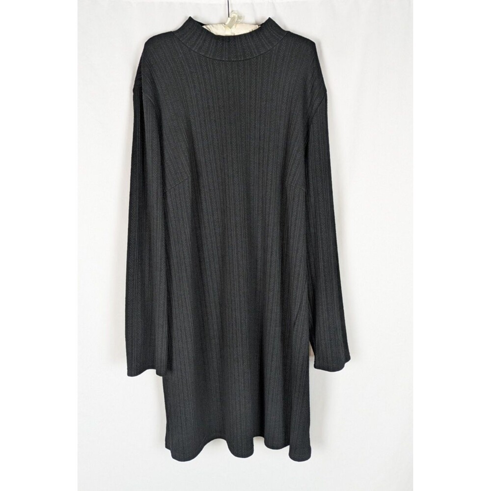 Cider 4XL Black Ribbed Knit Mock Neck Long Sleeve Shift Tunic Winter Dress